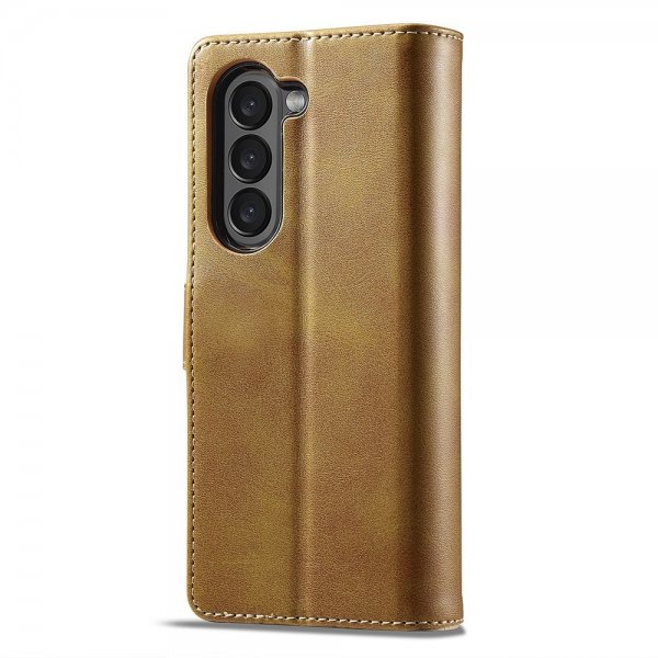 Lc.Imeeke Samsung Galaxy Z Fold 6 -kotelo, jossa korttipaikka ja jalusta, vaaleanruskea