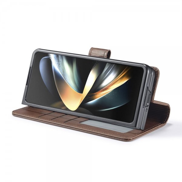 Lc.Imeeke Samsung Galaxy Z Fold 6 -suojakuori korttipidikkeellä ja jalustatoiminnolla, tummanruskea