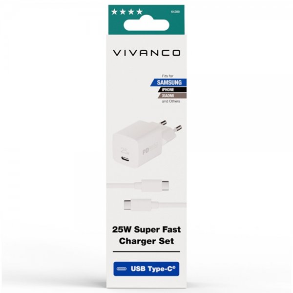 Vivanco Samsung-laturi kaapelilla 25 W Super Fast Charger Set
