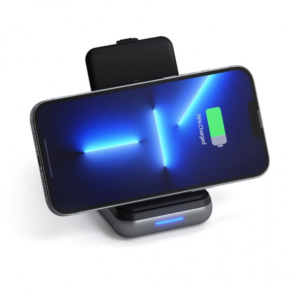 Satechi Duo Wireless Charger Power Stand avaruusharmaa