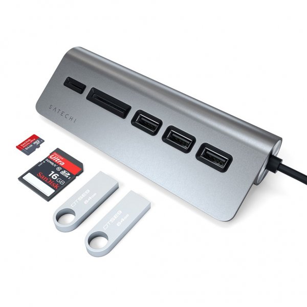 Satechi USB-C Combo -keskitin pöytätietokoneelle – Space Gray