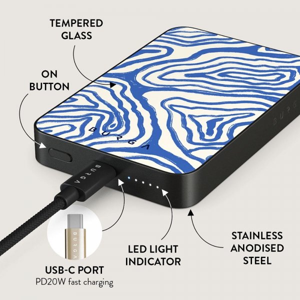 Burga Powerbank MagSafe 5000 mAh Seven Seas Metallinharmaa