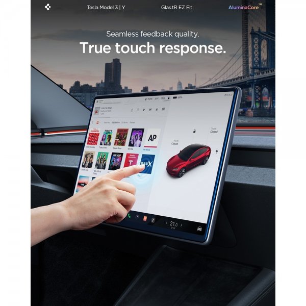Spigen GLAS.tR EZ Fit -näytönsuoja Tesla Model Y (2025/2026)/Model 3 (2024/2025/2026)