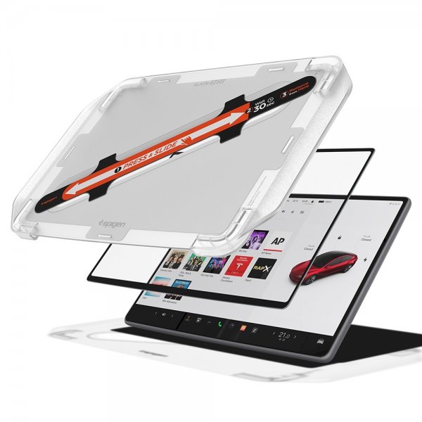 Spigen GLAS.tR EZ Fit -näytönsuoja Tesla Model Y (2025/2026)/Model 3 (2024/2025/2026)