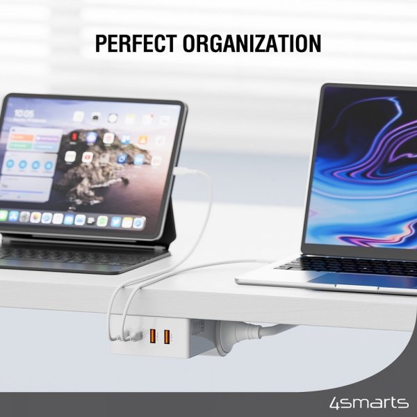 4smarts Pöytälaturi USB-C/A Power Strip Desk GaN 65W