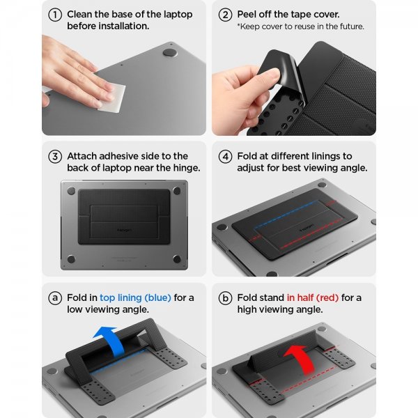 Spigen Slim Fold Kannettavan teline, musta