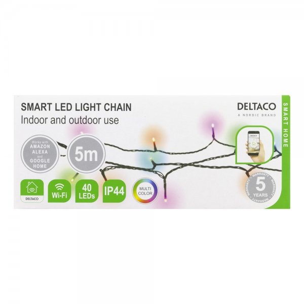 Deltaco Smart Home LED-valoketju 5m IP44 RGB