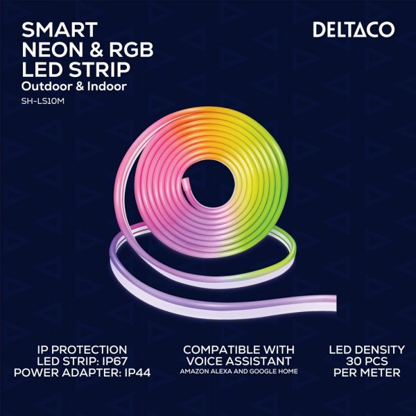 Deltaco Smart Home Älykäs Neon- ja RGB-valonauha 5m