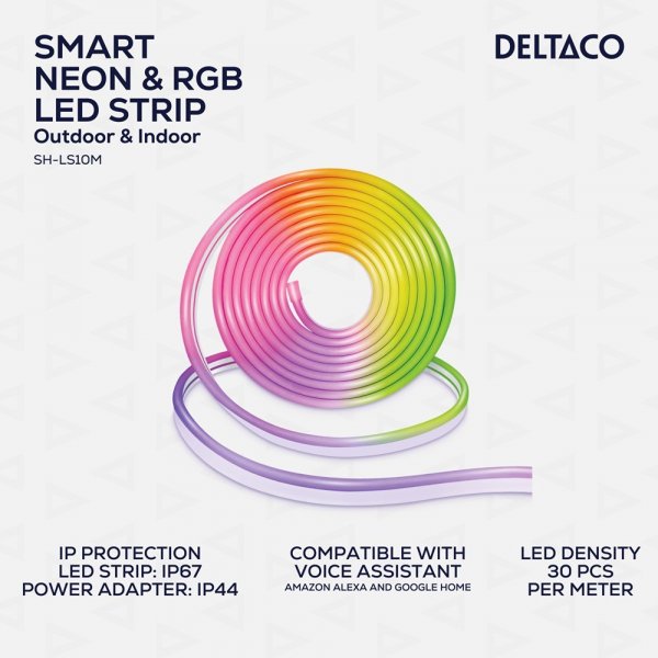 Deltaco Smart Home Älykäs Neon- ja RGB-valonauha 5m