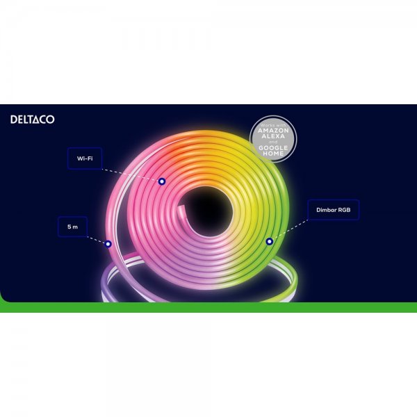 Deltaco Smart Home Älykäs Neon- ja RGB-valonauha 5m