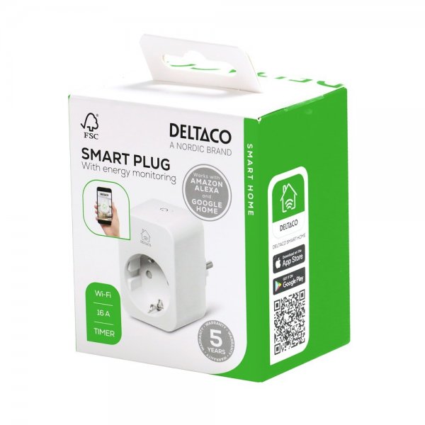 Deltaco Smart Home Älykäs pistorasia energiankulutuksen seurannalla