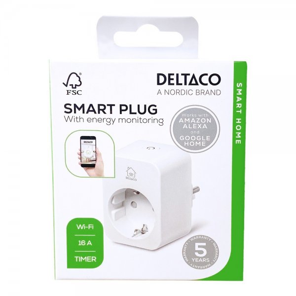Deltaco Smart Home Älykäs pistorasia energiankulutuksen seurannalla