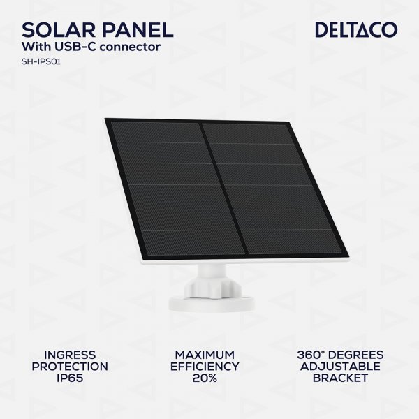 Deltaco Smart Home aurinkopaneeli USB-C-liitännällä 5W 3m