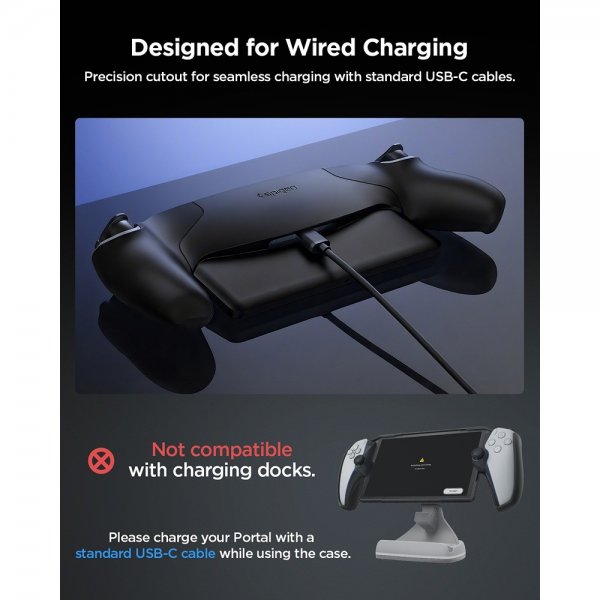 Spigen Sony PlayStation Portal -suojakuori Thin Fit, musta