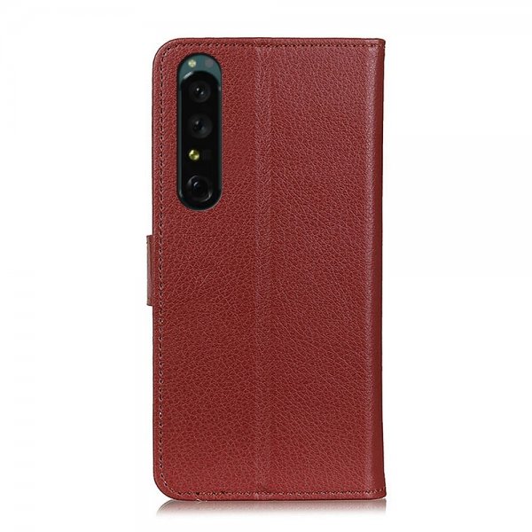 Sony Xperia 1 IV Litchi ruskea suojakotelo