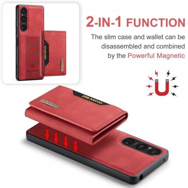 Dg.Ming Sony Xperia 1 V -suojakotelo M2 Series, irrotettava korttipidike, punainen