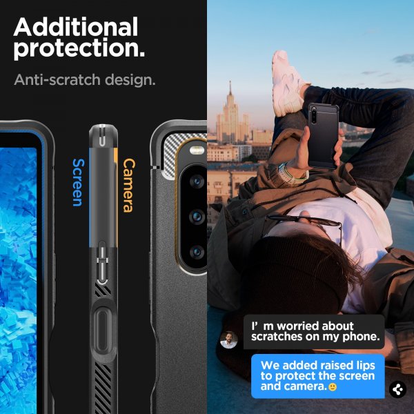 Spigen Sony Xperia 1 V Suojakuori Rugged Armor Mattamusta