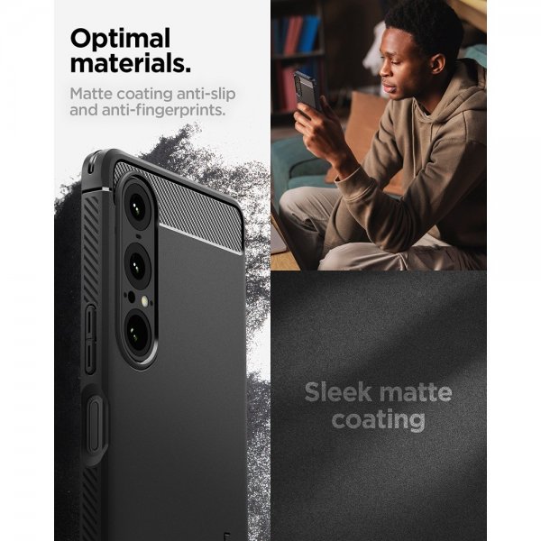 Spigen Sony Xperia 1 VII Suojakuori Rugged Armor Mattamusta