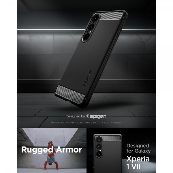 Spigen Sony Xperia 1 VII Suojakuori Rugged Armor Mattamusta