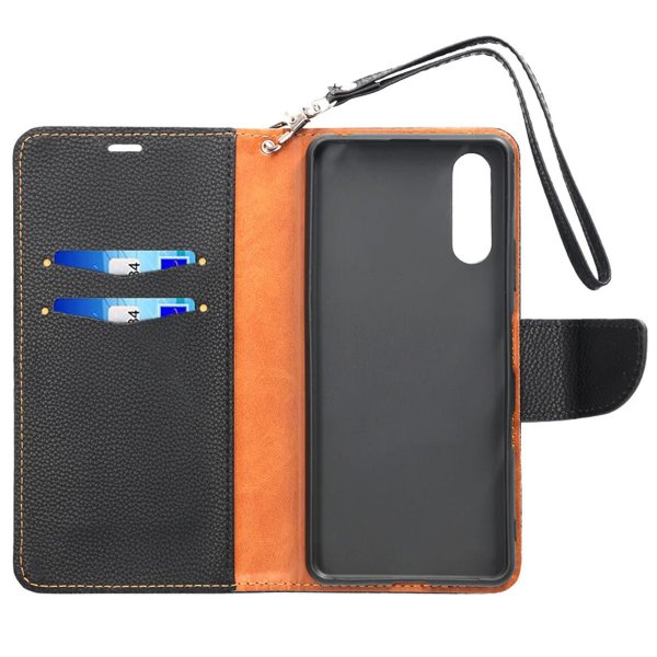 Sony Xperia 10 III Kotelo Jalustalla Musta