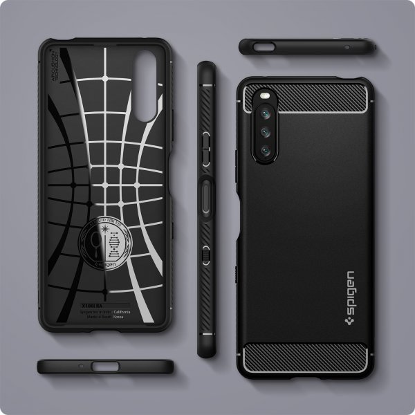 Spigen Sony Xperia 10 III Rugged Armor -suojakuori, mattamusta