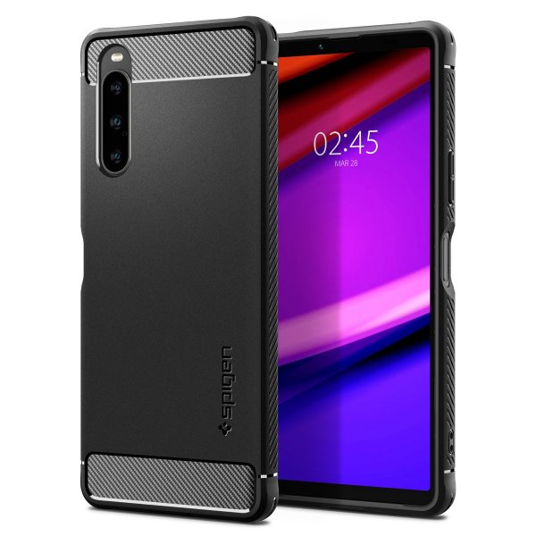 Spigen Sony Xperia 10 V -kuori, Rugged Armor, mattamusta