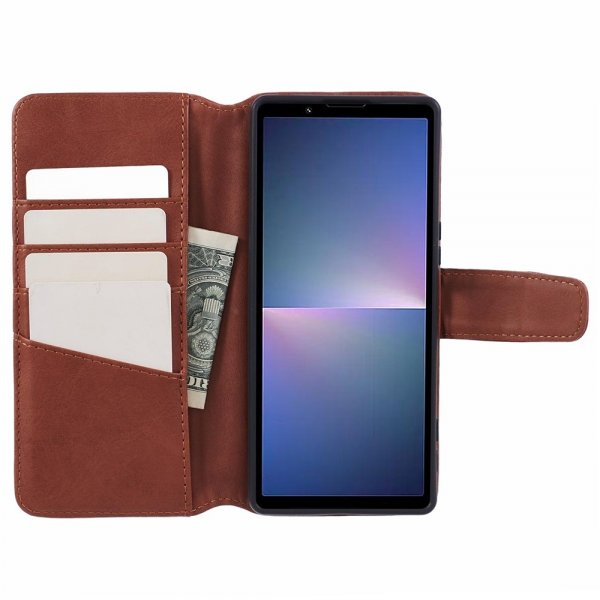Nordic Covers Sony Xperia 5 V Kotelo Essential Leather Vaahteranruskea