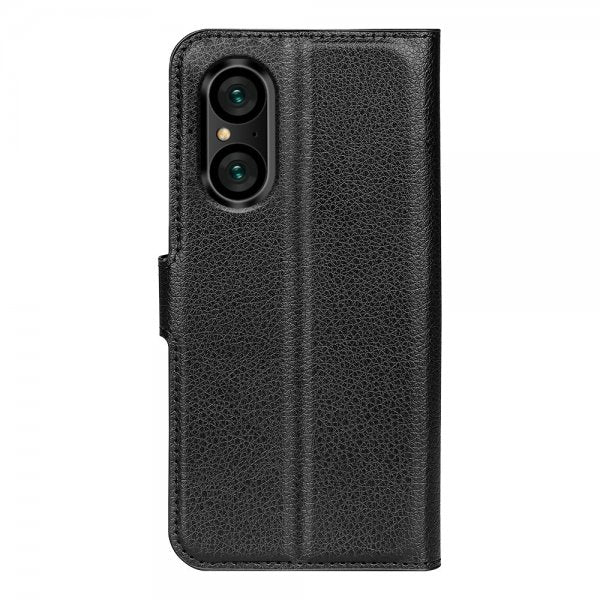Sony Xperia 5 V Kotelo Litsi Musta