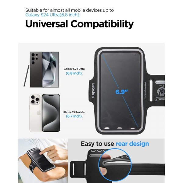 Spigen Sportranneke Dynamic Shield A703 Puhelinpidike Musta
