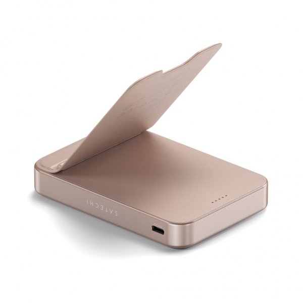 Satechi OntheGo Qi2 10K MagSafe-varavirtalähde jalustalla, Desert Rose