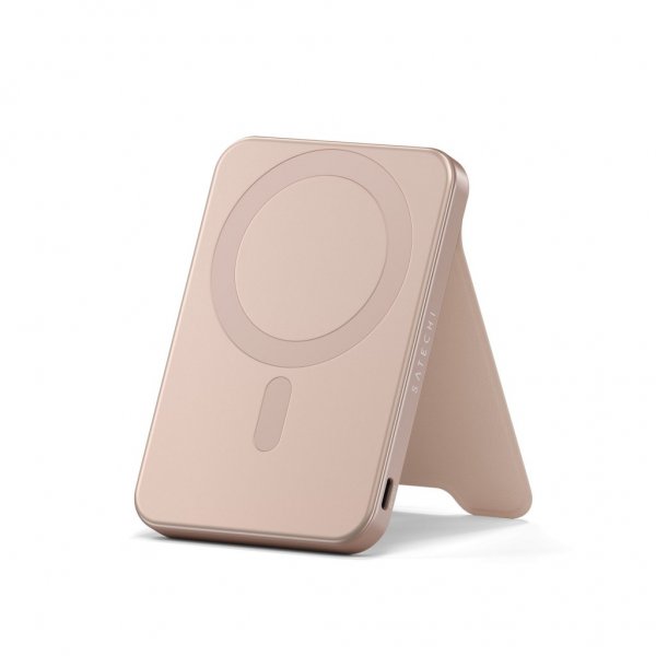 Satechi On-the-Go Qi2 5K MagSafe-varavirtalähde jalustalla, Desert Rose