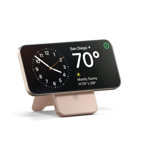 Satechi On-the-Go Qi2 5K MagSafe-varavirtalähde jalustalla, Desert Rose