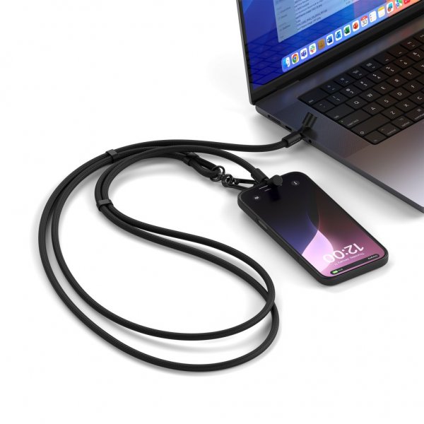 Satechi OntheGo Lanyard-kaapeli USB-C 1.5m Musta