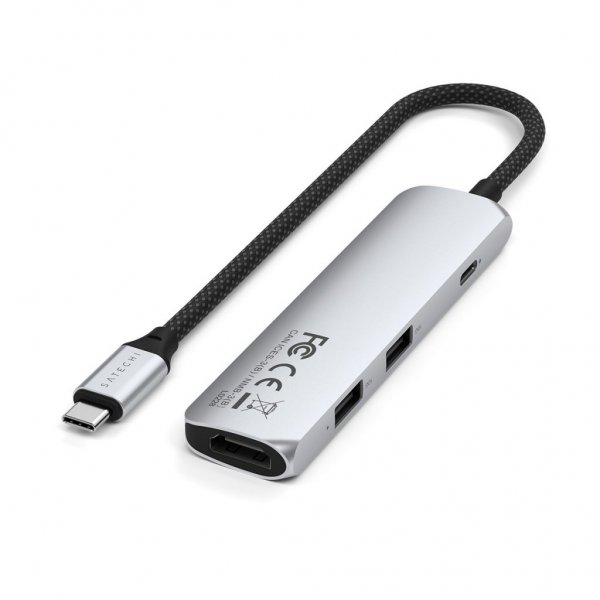 Satechi 4-in-1 USB-C Slim Multiport-adapteri 4K hopea