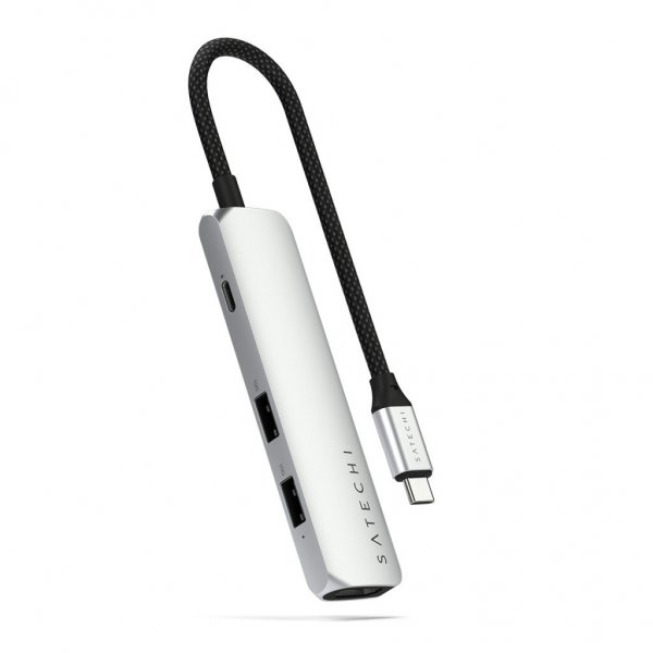 Satechi 4-in-1 USB-C Slim Multiport-adapteri 4K hopea