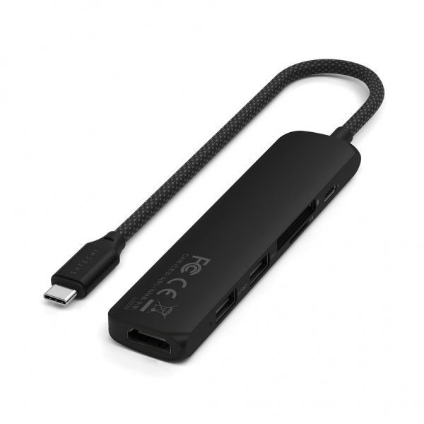 Satechi 6-in-1 USB-C Slim Multiport -adapteri, musta