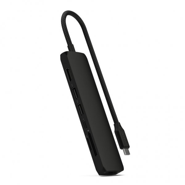 Satechi 7-in-1 USB-C Slim Multiport -adapteri Ethernetillä, musta
