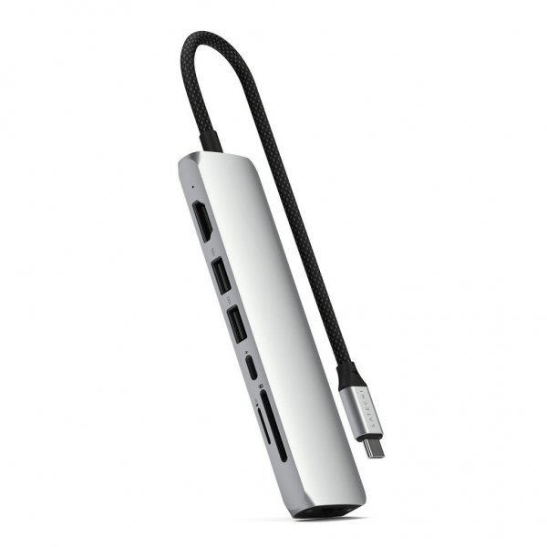 Satechi 7-in-1 USB-C Slim Multiport -adapteri Ethernetillä, hopea