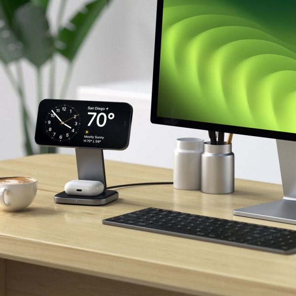Satechi langaton latausteline 2-in-1 kokoontaitettava Qi2 langaton MagSafe