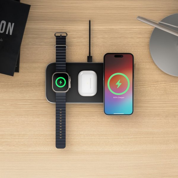 Satechi Langaton Laturi Qi2 Trio Wireless Charging Pad MagSafe