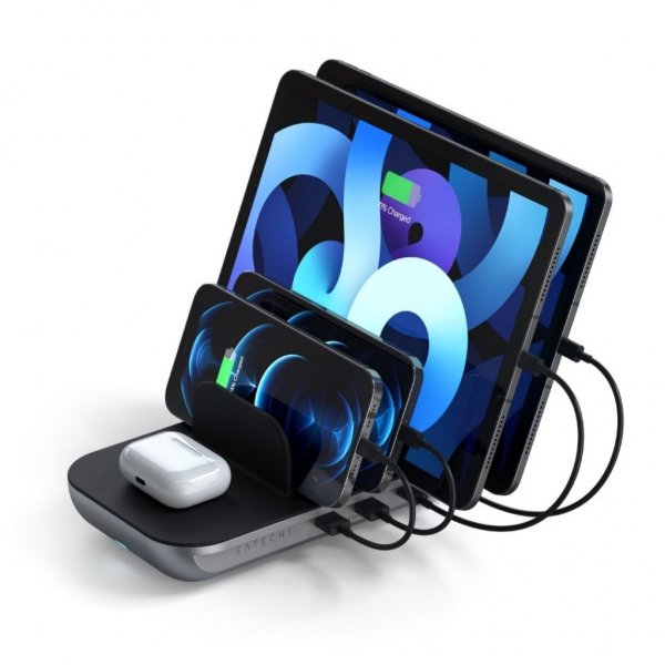 Satechi Dock5 USB-latausasema langattomalla latauksella