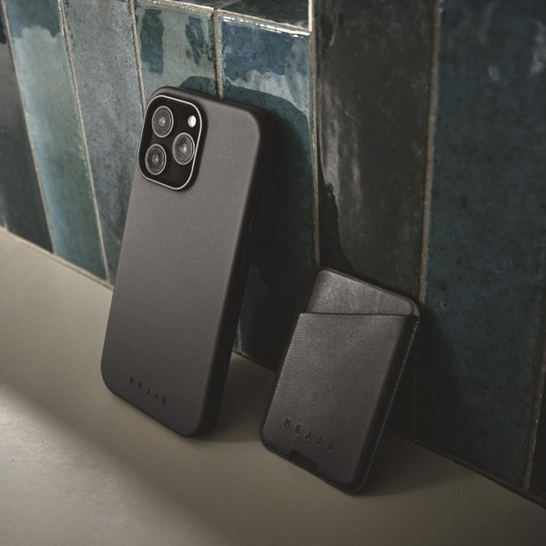 Mujjo iPhone 16 Pro Max -kotelo täysnahkaa, musta