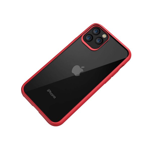 iPhone 11 Pro Max Kuori Iskunkestävä TPU Punainen Läpinäkyvä