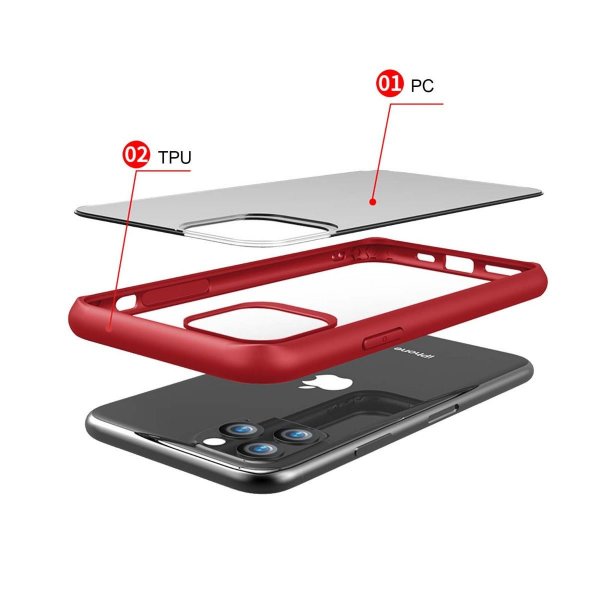 iPhone 11 Pro Max Kuori Iskunkestävä TPU Punainen Läpinäkyvä