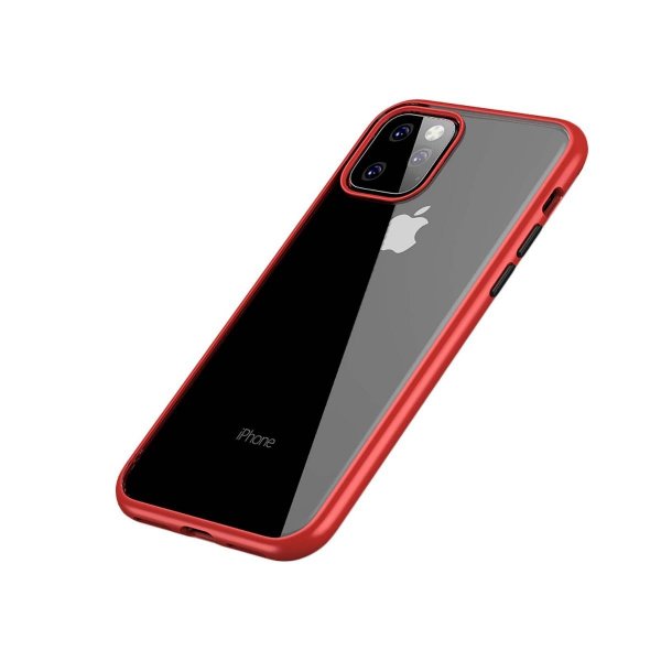 iPhone 11 Pro Max Kuori Iskunkestävä Punainen Läpinäkyvä