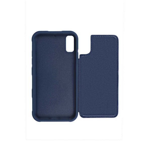 iPhone X/iPhone Xs -kuori taitettavalla korttipaikalla, sininen