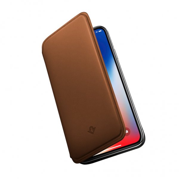 Twelve South iPhone X -kotelo SurfacePad, aitoa nahkaa, ruskea