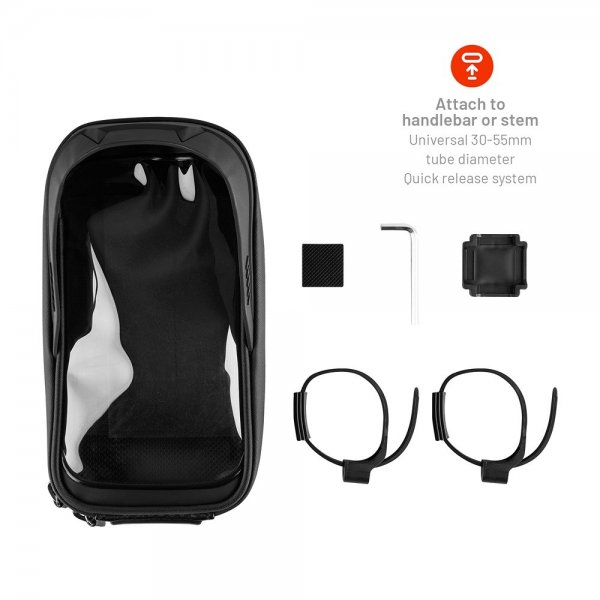 Kiinteä puhelinlaukku polkupyörään Bikee Bag 2, musta