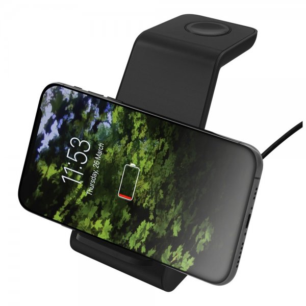 Deltaco langaton laturi 3-in-1 Wireless Charger, musta