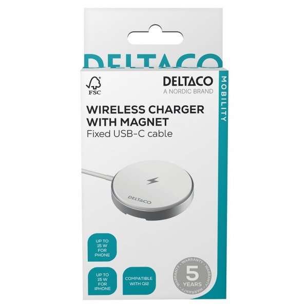 Deltaco Langaton Laturi jalustatoiminnolla 15W MagSafe